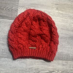 MICHAEL KORS CABLE KNIT BEANIE HAT RED ONE SIZE